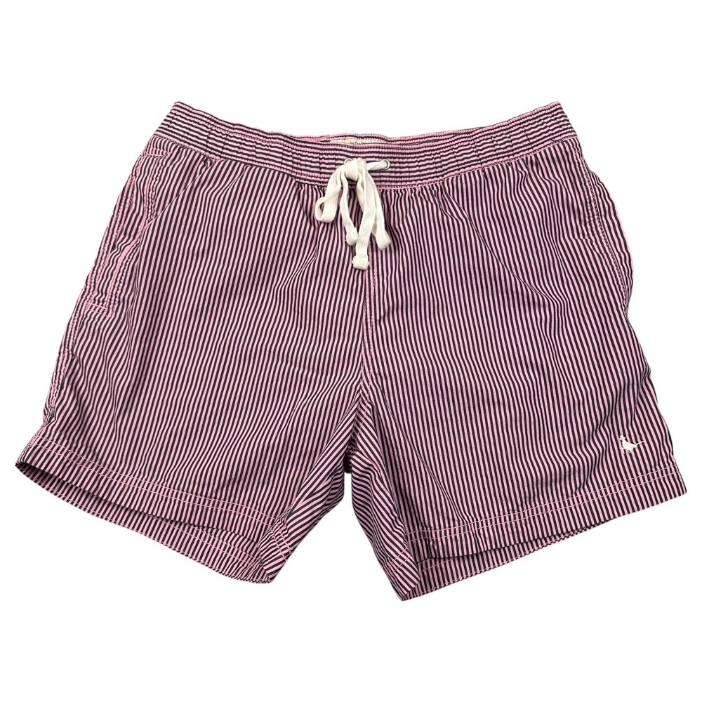 Jack Wills Swim Shorts Mens‎ Medium Pink Navy Stripe 5" Drawstring Mesh Lined